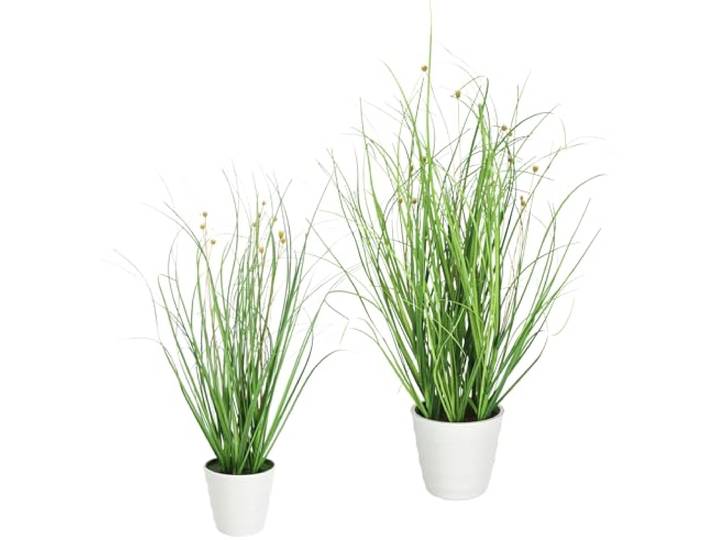 Kunstgrasbosch in pot, met bloemen, rijstgrasbundel, kunstplant, decoratie, kunstgras, kunstgras, kunstgras, siergras, gras, grasboek, decoratie, gras, paasdecoratie, voorjaarsdecoratie, set van 2