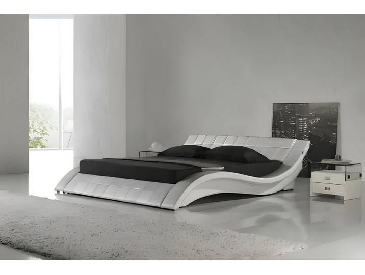 JVmoebel Bett Silbernes Kunstlederbett von JV Möbel mit modernem Design (Bett), Made in Europa