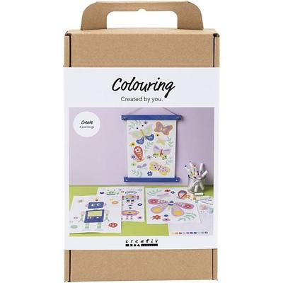 Creativ Company Kreativ Set Ausmalen, Schmetterlinge und Roboter, Fröhliche Farben
