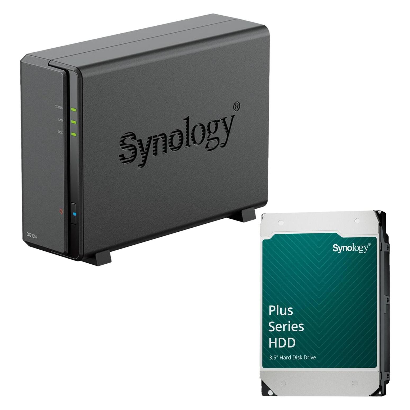 Synology DiskStation DS124 1 Einschub NAS-Server Leergehäuse + 1x Plus 3.5"" SATA 6Gb/s... (DS124 & HAT3310-8T)