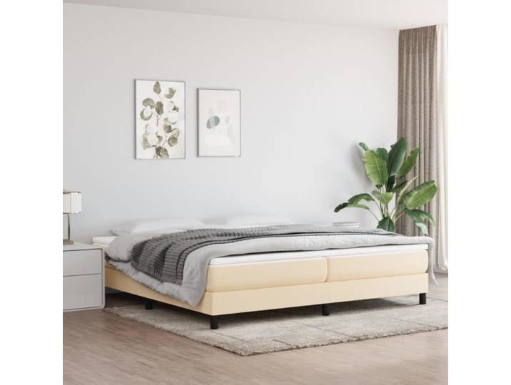 Sommier à ressorts de lit Crème 200x200 cm Tissu - ESTINK - Classique - A ressorts