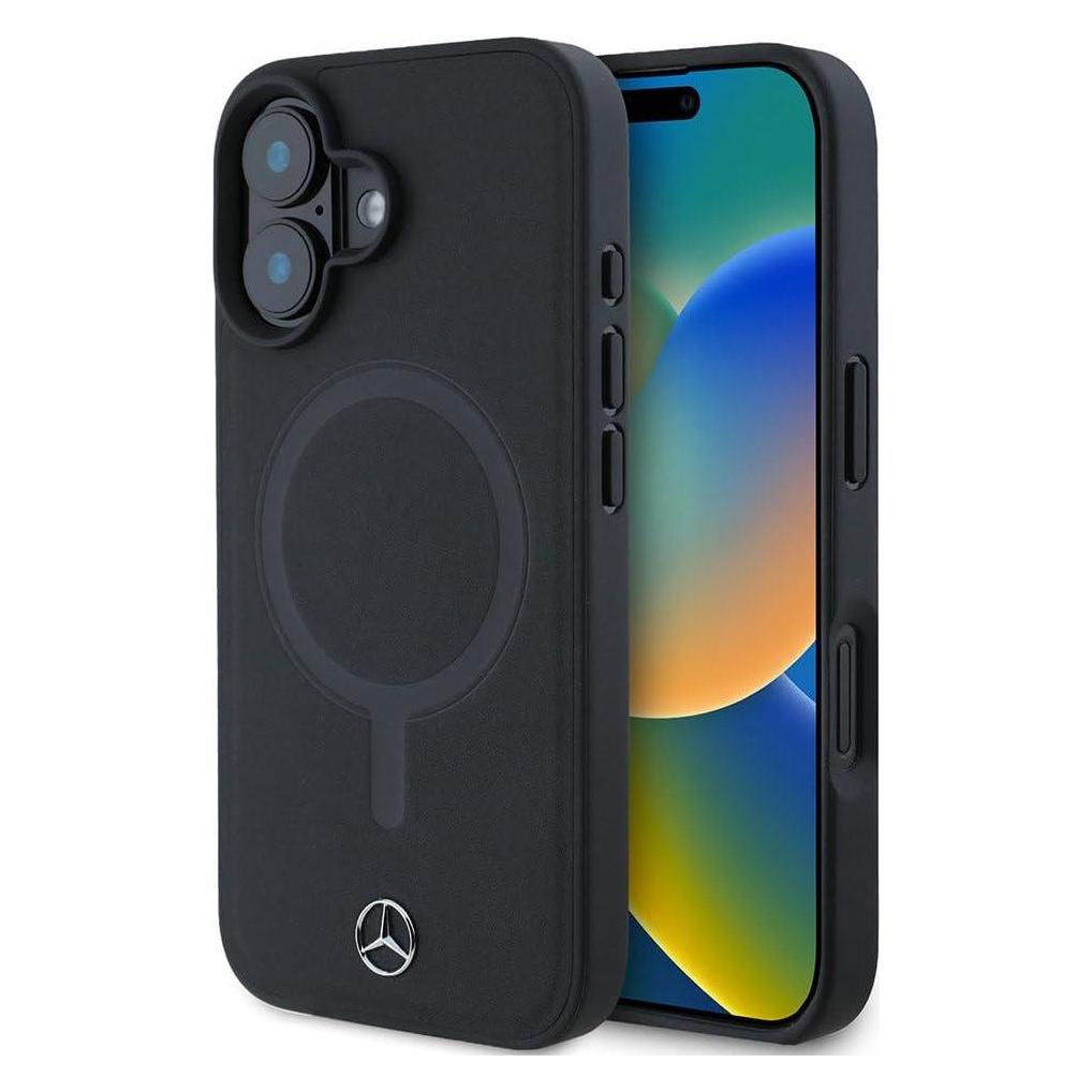 Mercedes MEHMP16S23RCMK iPhone 16 6.1" czarny/black hardcase Plain Smooth Leather MagSafe (Apple iPhone 16) (Mer008279-0)