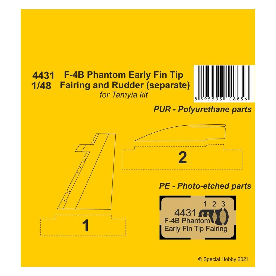 CMK F-4B Phantom Early Fin Tip Fairing and Rudder (separate) (129-4431)