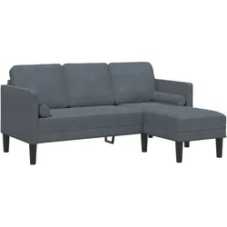 vidaXL Sofa 3-Sitzer mit Chaiselongue L-Form Dunkelgrau 160 cm Samt