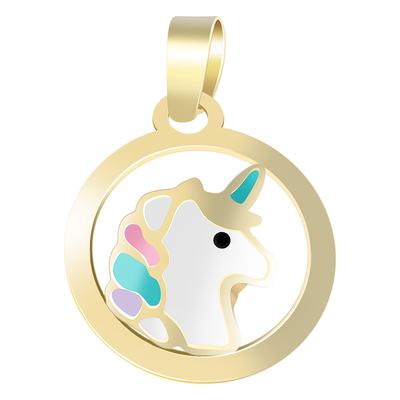 Kettenanhänger ADELIA´S "Anhänger – Einhorn Anhänger aus 333 Gold mit Emaille", bunt (gold), Schmuckanhänger, Mädchen, Gelbgold 333, Kettenanhänger, Ideal zum Verschenken – schlicht und stilvoll