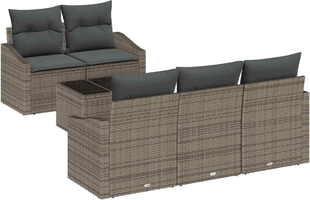 vidaXL Bankset 6 stuks grijs Polyrotan Modern Tuinset