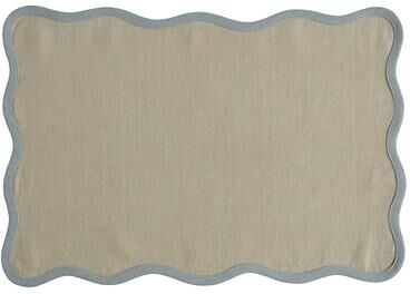 Set of 4 Rue Scalloped Linen Placemats - Tea - Ballard Designs