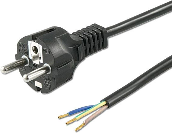 Isoled Schutzkontakt-Stecker Schwarz, 1,5m, Lose Kabelenden