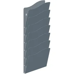 Wandbroschürenablage, 7 Taschen, Silber