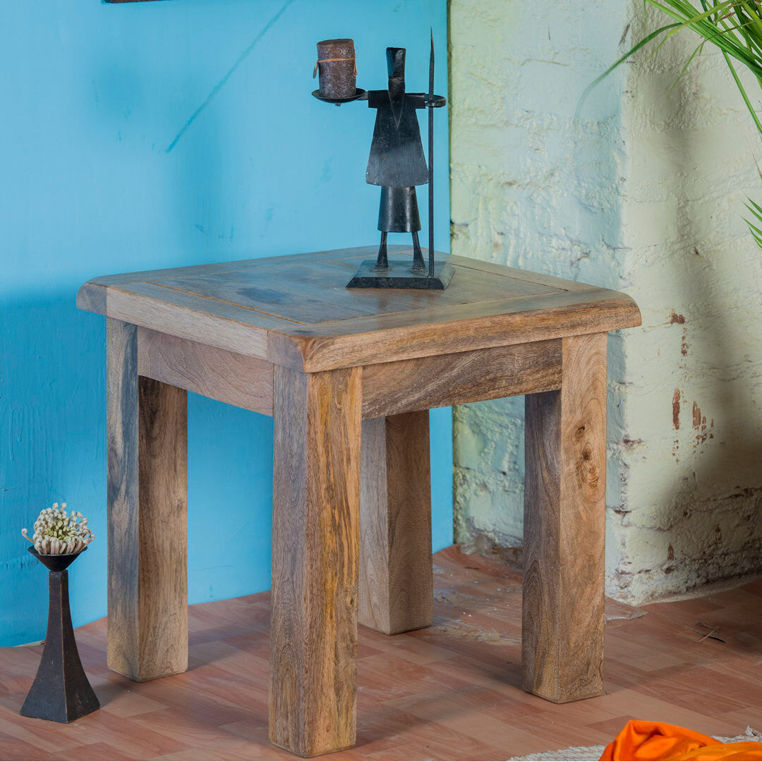 Union Rustic Amity Solid Wood End Table Natural Mango 50cm H X 50cm W X 50cm D