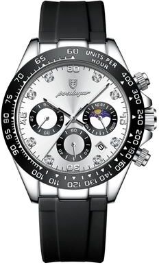 Youfap Market Luxury Chronograph Men Wristwatch, High Quality Quartz Man Watch, Waterproof Luminous Military Men Watches silver White