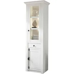 VITRINE Pinie weiß 63 cm, Vitrinenschrank im Landhaus-Stil