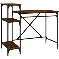 Helloshop26 - Bürotisch Arbeitsplatz Computermöbel Schreibtisch mit Regalen Eiche 105 x 50 x 90 cm Holzwerkstoff und braunes Eisen 02_0023484