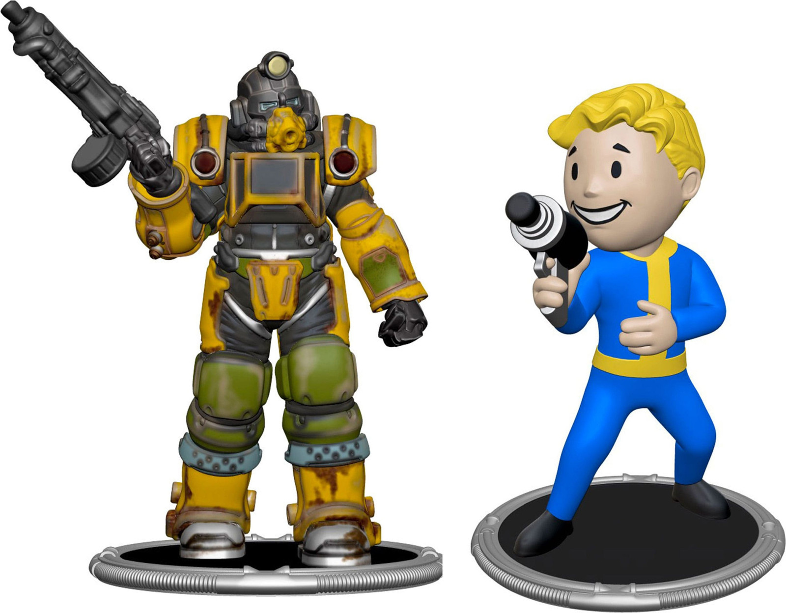 Syndicate Collectibles Fallout Minifiguurset A: 2 stuks met graafmachine en Vault Boy (met pistool), 7 cm