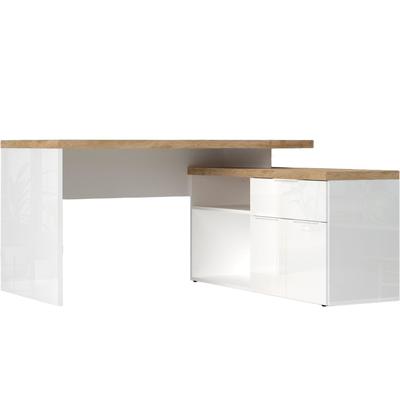 Eckschreibtisch HOME AFFAIRE "Easy, Computertisch – 38 mm Platte, perfekt fürs Büro & Homeoffice", weiß (weiß hochglanz lack, eiche cadiz dekor, weiß hochglanz lack, eiche cadiz dekor), B:138cm H:74cm T:68cm, Tische, Eckschreibtisch, Breite/Tiefe...
