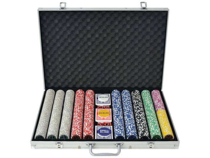 vidaXL Spiel Poker Set mit 1.000 Laserchips Aluminium, Pokerkoffer 1000 Laser Pokerchips Aluminium Koffer Pokerset Poker Set