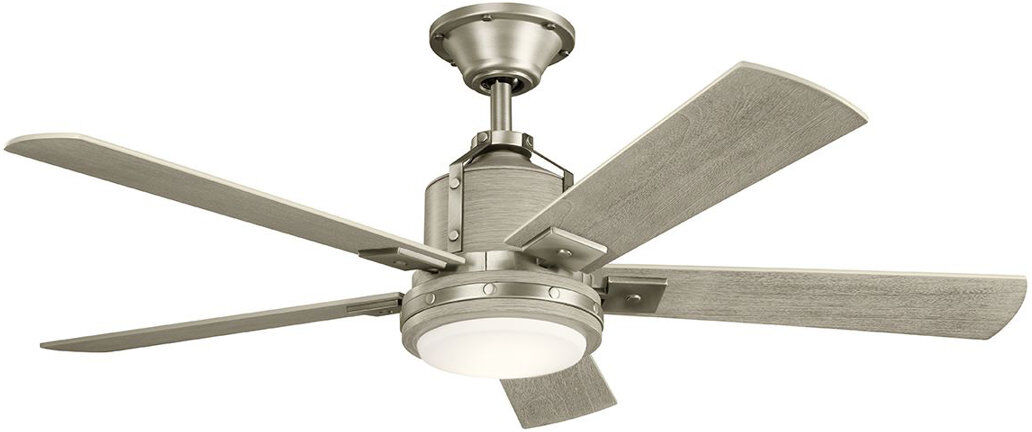 Longshore Tides Manzanita 52cm Ceiling Fan with LED Lights Weathered White Walnut 52cm
