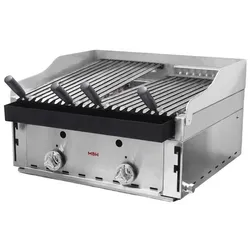 MBH - MAQUINARIA BAR HOSTELERIA MBH - Professioneller Gas Lavasteingrill 60 cm wirtschaftlich. Industrie-Grill für Restaurant, Hotel und Catering-Industrie.