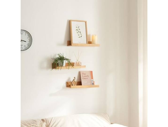 [en.casa] Wandregalset Gildeskål Hängeregal im 3er Set Schweberegal Bücherregal 40x13x7cm freischwebendes Regalbrett aus Bambus für Wohnzimmer, Küche