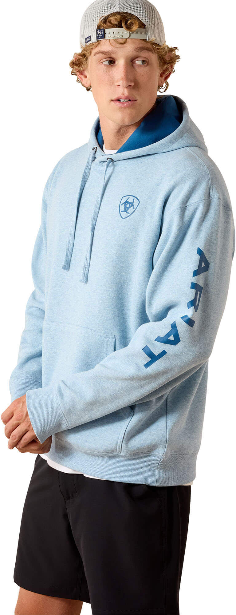 Men's Logo Hoodie in Baby Blue Heather, Size: 2XL by Ariat