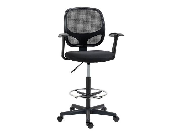 MC Star Bürostuhl ergonomischer Schreibtischstuhl, Drehstuhl, Zeichenstuhl, (verstellbarer Fußring, bis 120 kg, Schwarz, 60x56x110-132 cm)