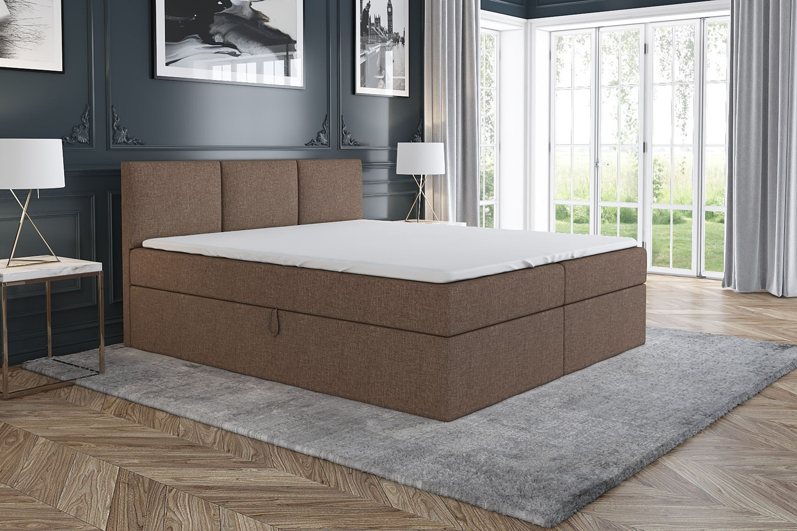 MBTmeble Boxspringbed RICO Bruin, 140 x 200 cm