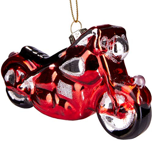 BRUBAKER Motorfiets Rood - Handbeschilderde Glazen Kerstbal - Handgeblazen Kerstboomversiering