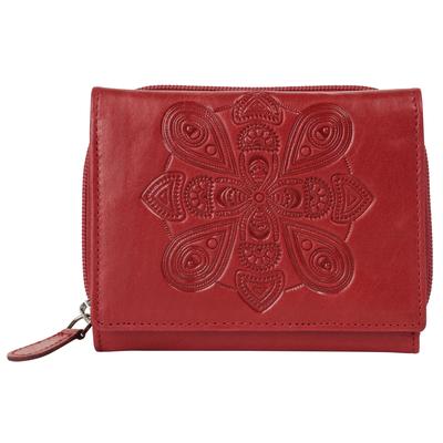 Geldbörse BRUNO BANANI "BRUNO BANANI Damen MANDALA echt Leder", Damen, rot, Leder, unifarben, Kleinlederwaren, echt Leder