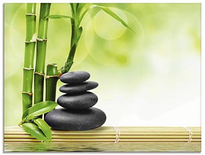 ARTland Wanddeko Glasbilder Wandbild Glas Bild einteilig 60x45 cm Querformat Asien Wellness Zen Spa Steine Bambus Entspannung Grün T5OP
