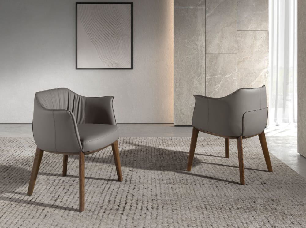 Angel Cerda Chaise moderne en simili-cuir grise avec accoudoirs Gris 56x73x64cm