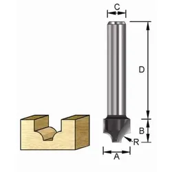 ENT Viertelstabfräser HW für individuelle Kanten- und Oberflächenbearbeitung 9,5 mm | 31,7 mm | 8 mm