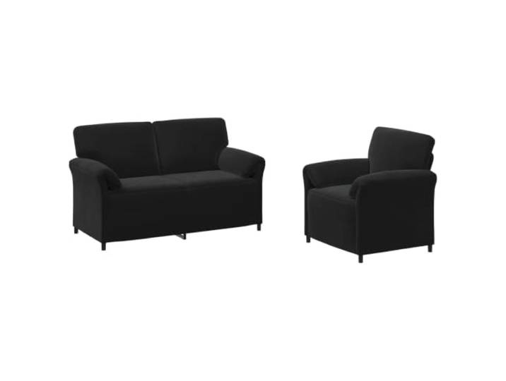 PUGYNBK Sofa-Set, 2 Stück, Schwarz, Samt, moderner Metallrahmen Schaumfüllung, gemütliche Rückenlehne, geschwungene Arme, einfache Montage, einfache Pflege