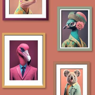 "Veer Decor Funky Animal Portraits Ground Wallpaper - Roll 20.86""x33ft"