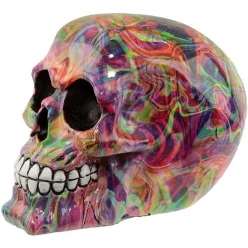 Puckator Regenboog marmeren schedel ornament voor tabletop decoratie
