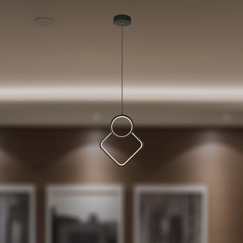 V-Tac V‑tac Lampadario Led A Sospensione 12 w – Design Moderno Regolabile 28×180 cm, Nero, Luce Naturale 4000k - 14999