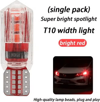 Inspire Picks Ice Blue T10 LED Bulb Super Bright Car Clearance & Parking Light Upgrade red 1pcs