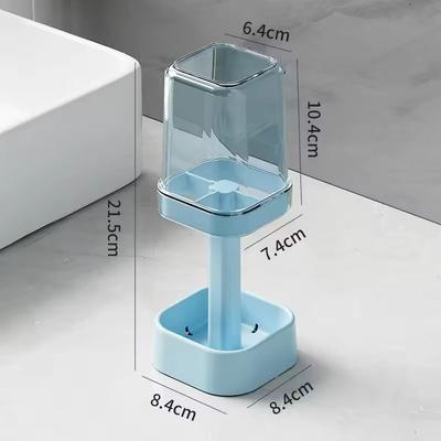 Uplift Treasures Minimalist Toothbrush Holder Set Compact Bathroom Organizer With Gargle Cup & Tumbler Rack blue