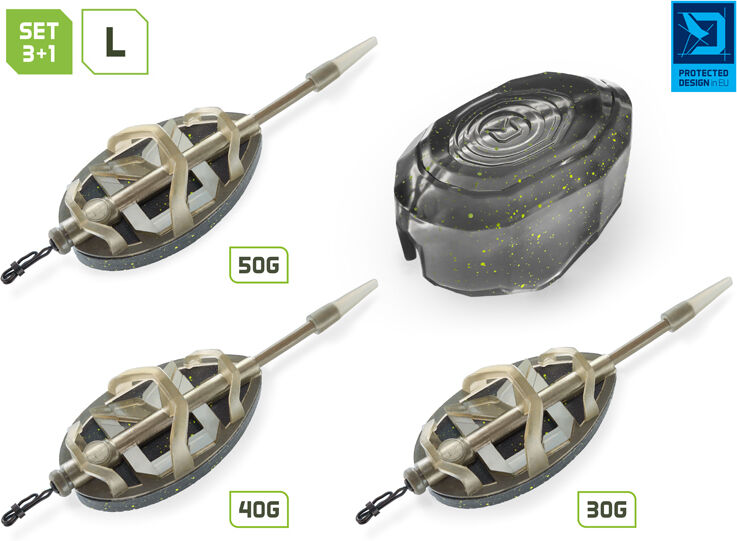 Lot de feeders avec moule Delphin Method QUIX Reaxe 3+1 L 30g,40g,50g 30g,40g,50g