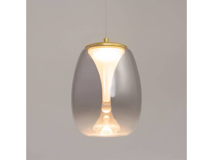 Suspension LED Splash 20 x 333 x 20cm Doré Matériau : Verre, Métal Surface en métal : Laqué Type de métal : Aluminium Type de verre : Verre