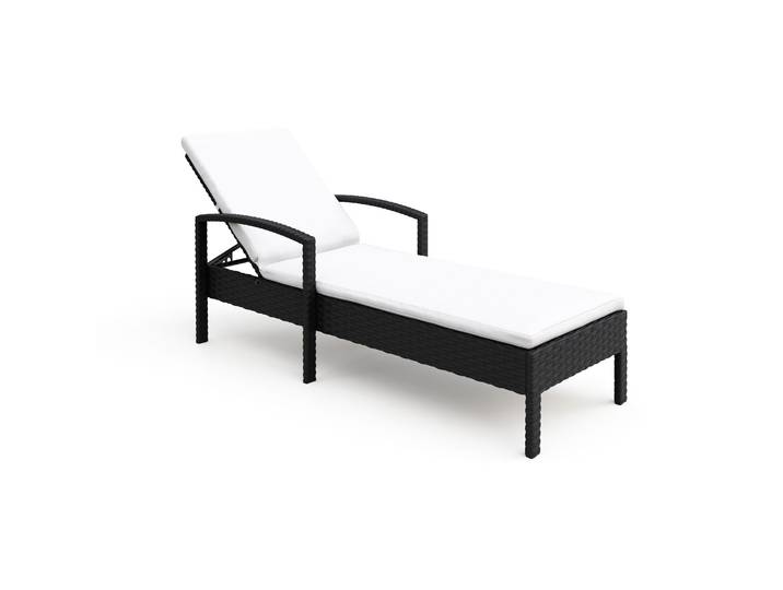 Liegestuhl Rattan TIMEA schwarz/weiss