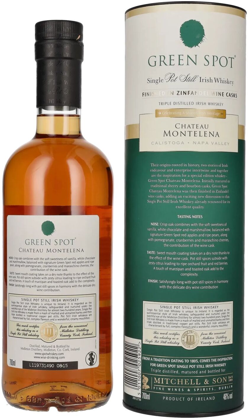 Spot Whiskey Green Spot CHATEAU MONTELENA Single Pot Still Irish Whiskey 46% Vol. 0,7l in Geschenkbox
