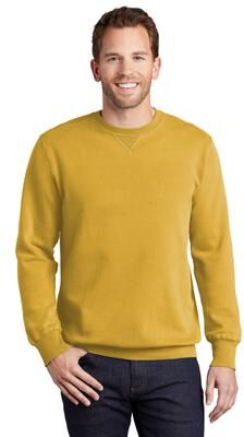 Port & Company PC098 Men's Beach Wash Garment-Dyed Crewneck Sweatshirt in Dijon size XL   Cotton