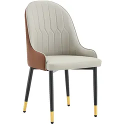 STILVORA Esszimmerstuhl 2er-Set Kunstleder Warmgrau/Braun mit Metallbeinen 91 cm