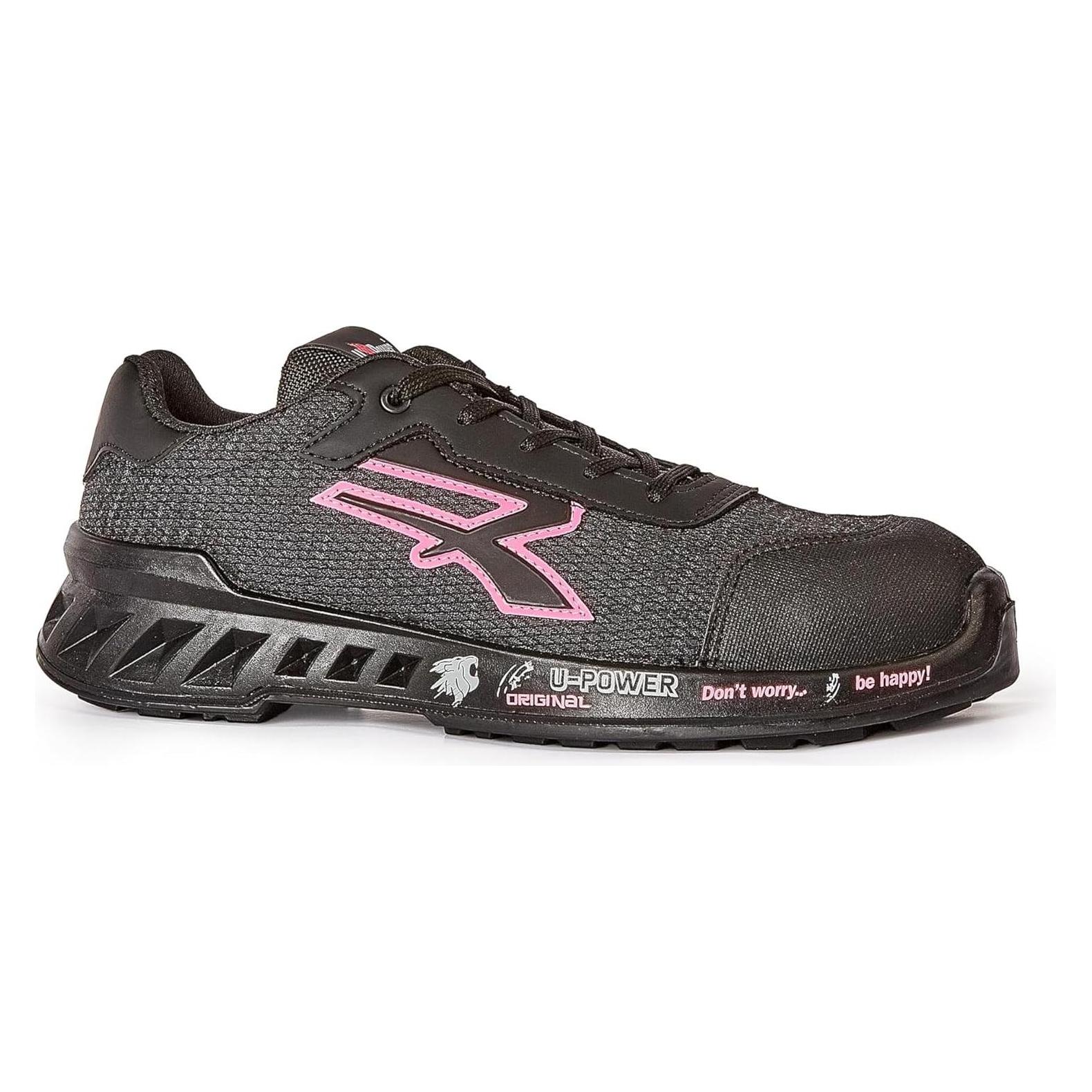 U-Power Damensicherheitsschuh MICHELLE Gr.37 schwarz/rosa S1P SRC ESD EN20345 (S1P, 37) (RV20086-37)