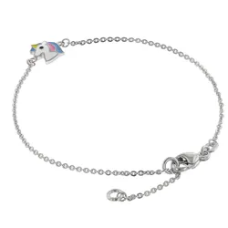 trendor 21708 Mädchen-Armband mit Einhorn 925 Silber Rhodiniert
