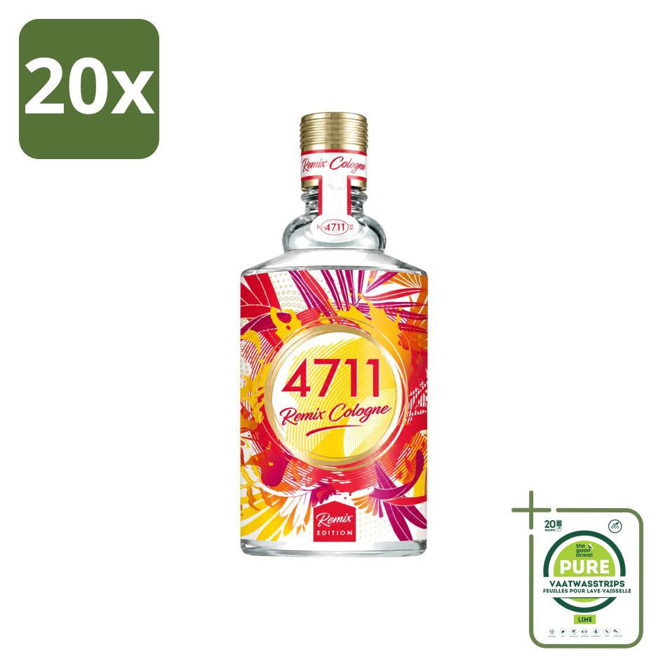 20 x 4711 Remix Cologne Eau de Cologne Spray - Grapefruit - 100 ml - Großpackung - 20 Stücke