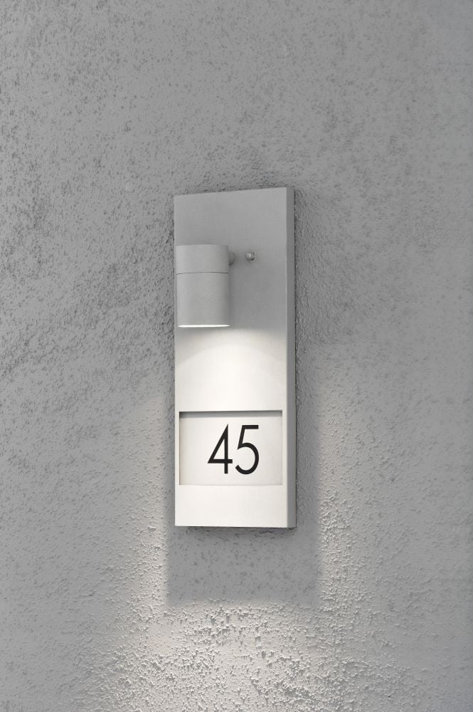 Konstsmide Modena Wandspot met Huisnummer - Grijs - Aluminium en Glas