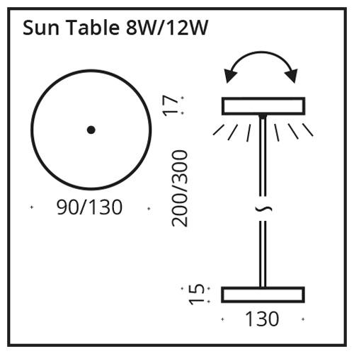 Top Light SUN TABLE LED-Tischleuchte 9cm/33cm Nickel matt 7-3309013 4251349335674