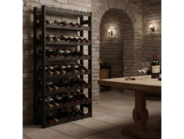 Porte-vin en bois massif noir pour 42 bouteilles
