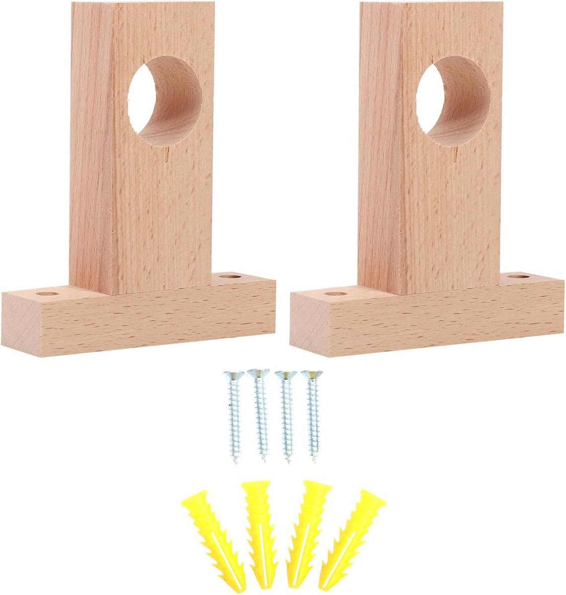 2 Stuks Houten Gordijnroede Steun Roman Rod Houder voor Badkamer en Kledingkast